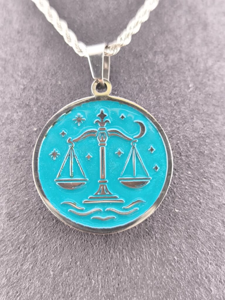 Libra zodiac necklace - turqouise - Image 4