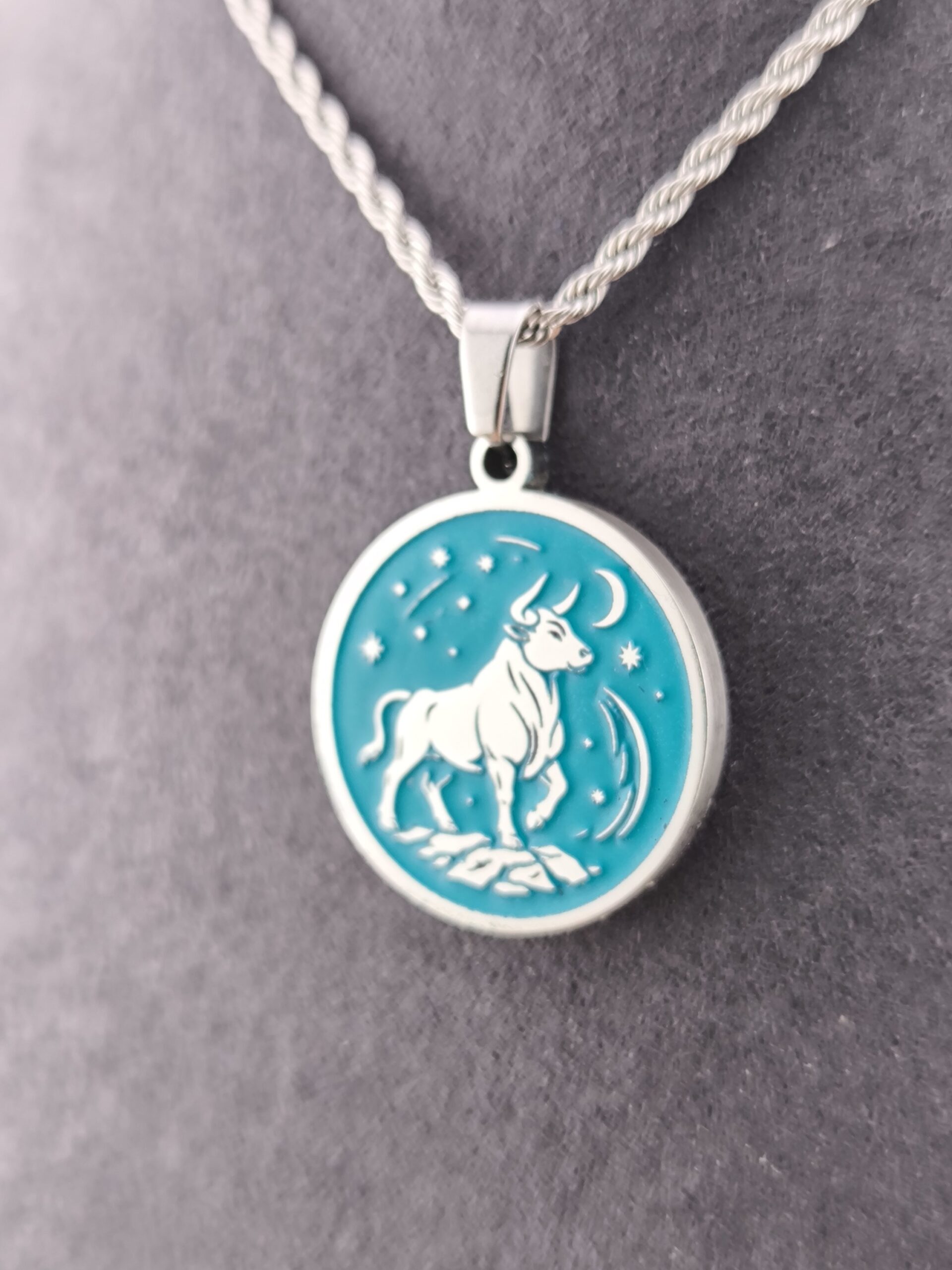 Taurus Zodiac necklace - turquoise - Image 3
