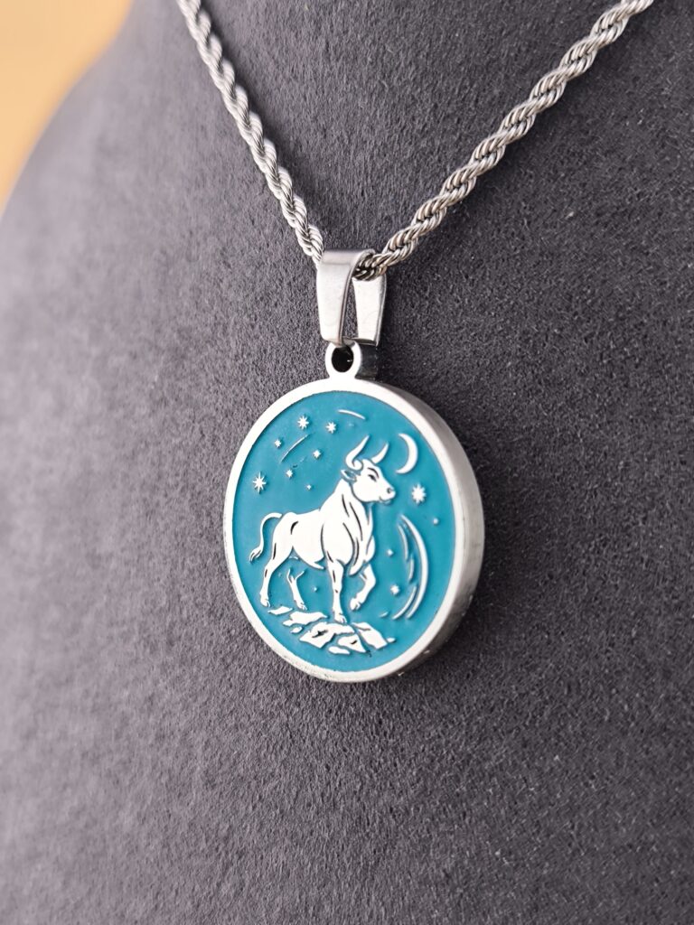 Taurus Zodiac necklace - turquoise - Image 2