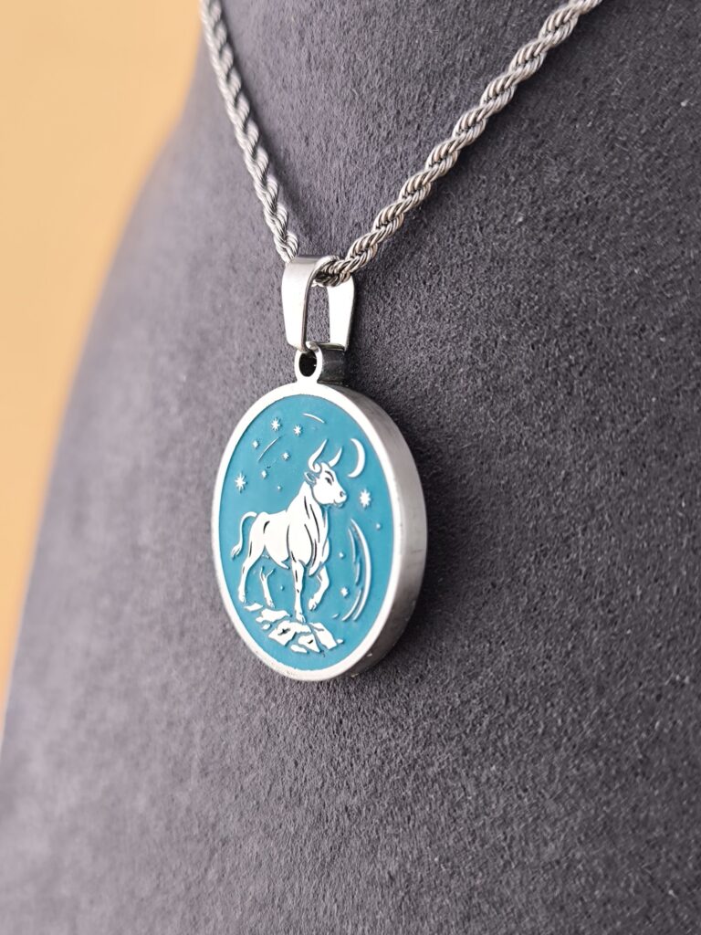 Taurus Zodiac necklace - turquoise - Image 5