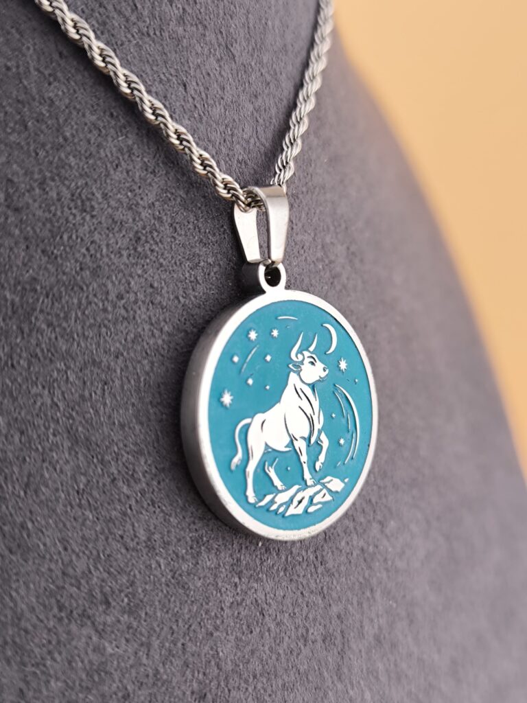 Taurus Zodiac necklace - turquoise - Image 6