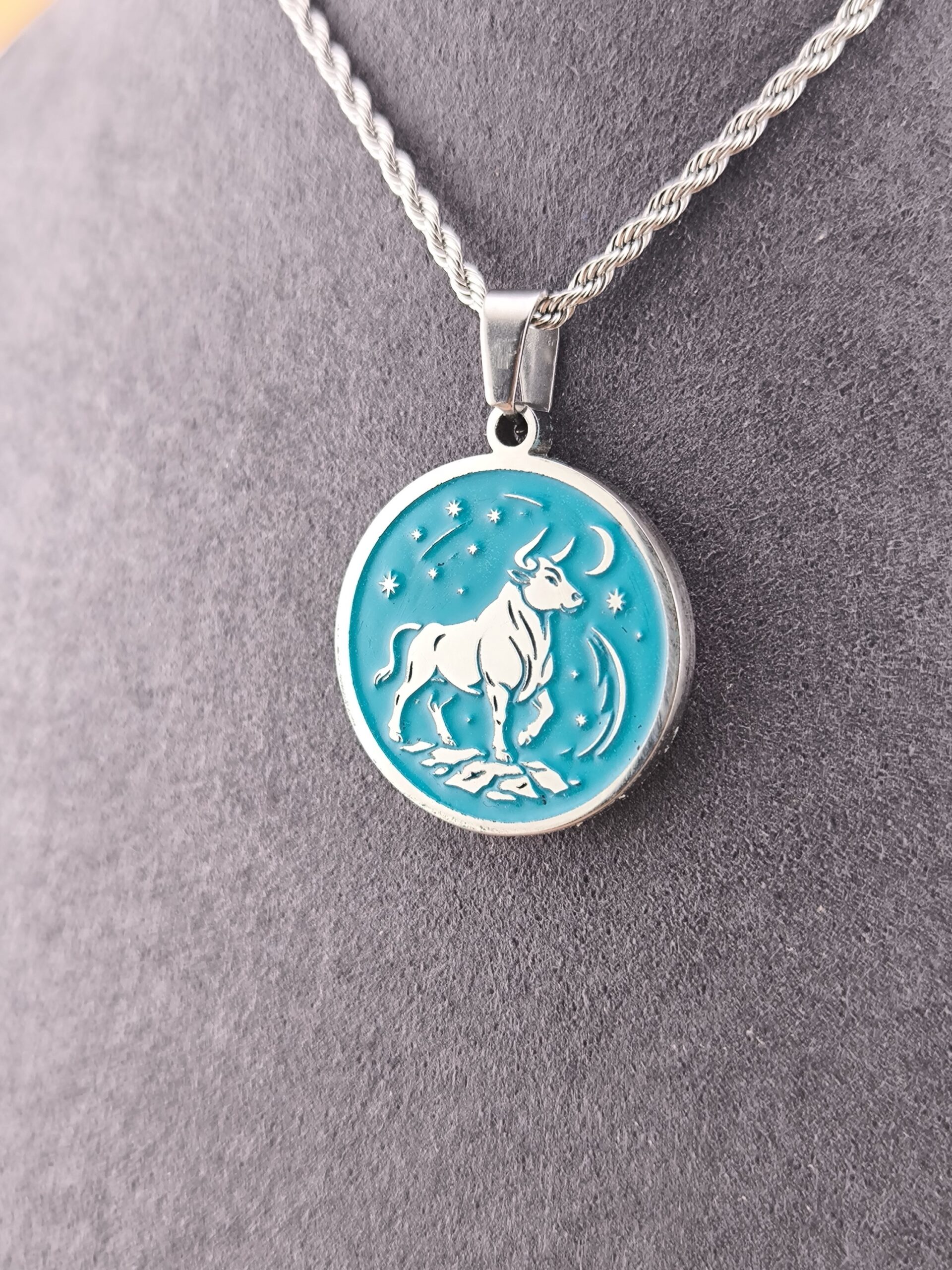 Taurus Zodiac necklace - turquoise - Image 8