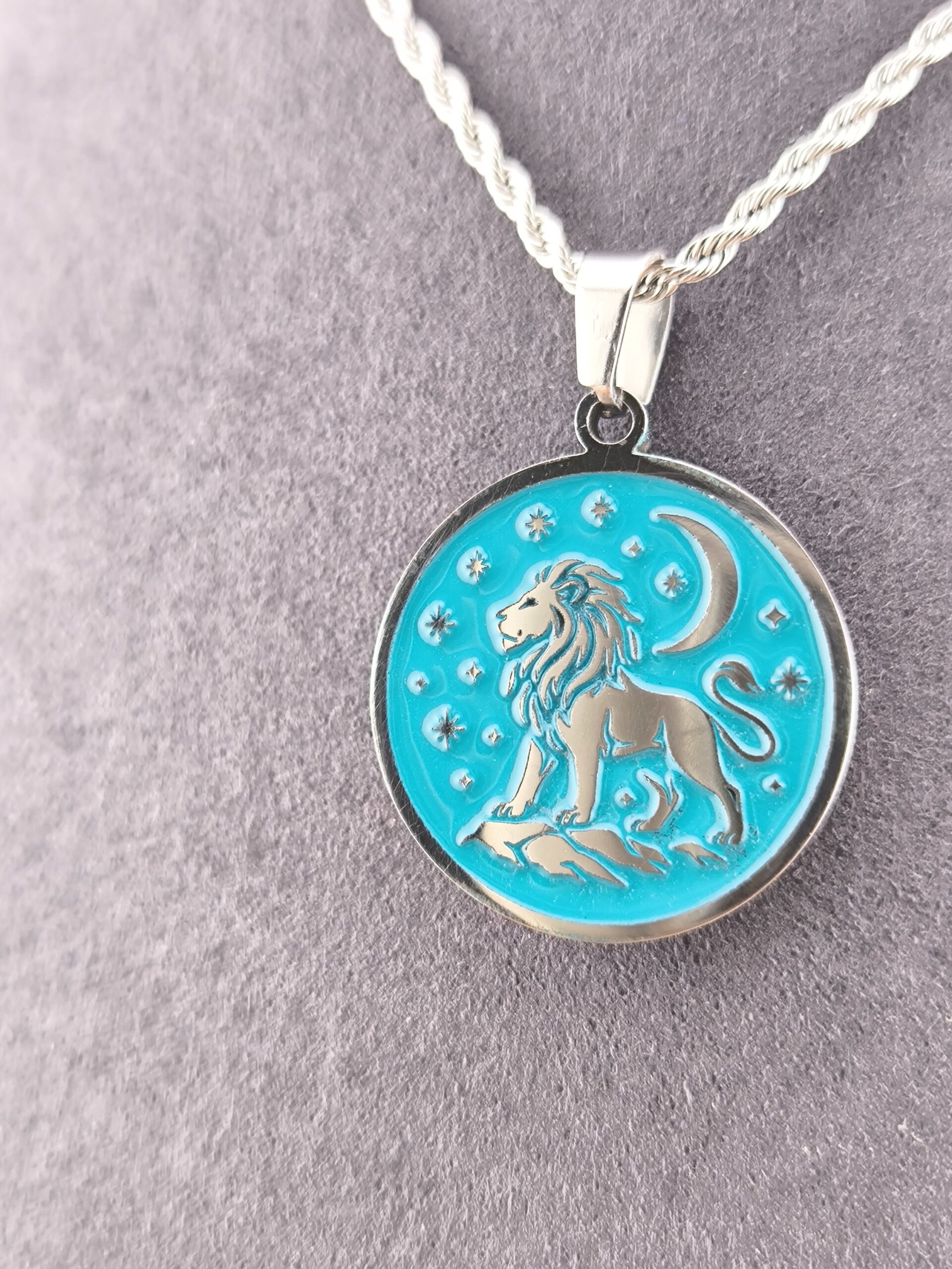 Leo zodiac necklace -turquoise