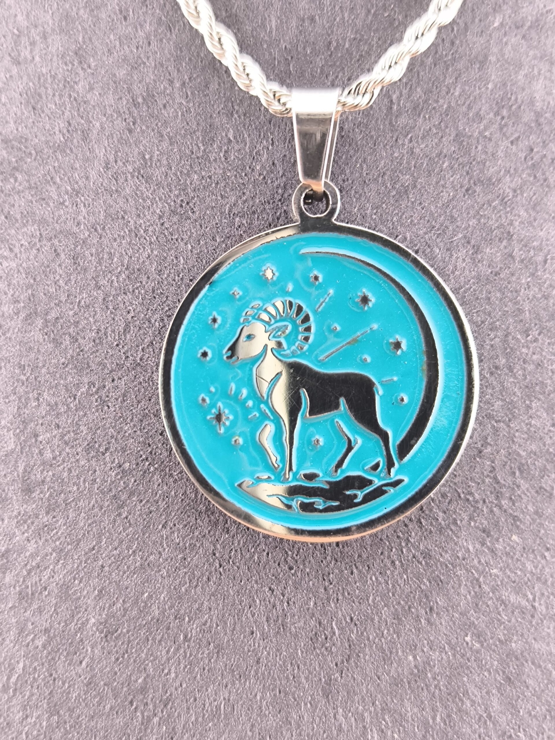 Aries zodiac necklace - turquoise