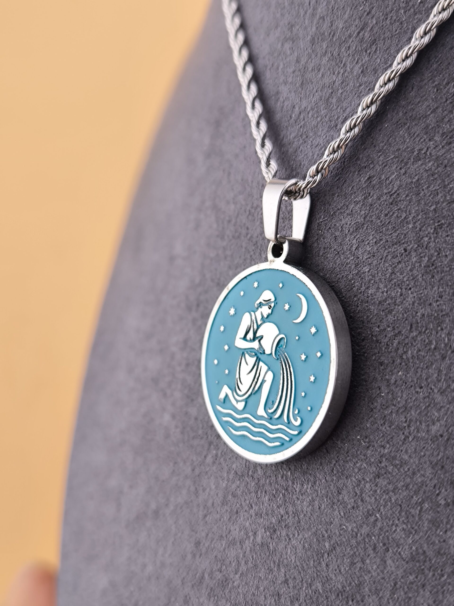 Aquarius zodiac necklace - turquoise - Image 2