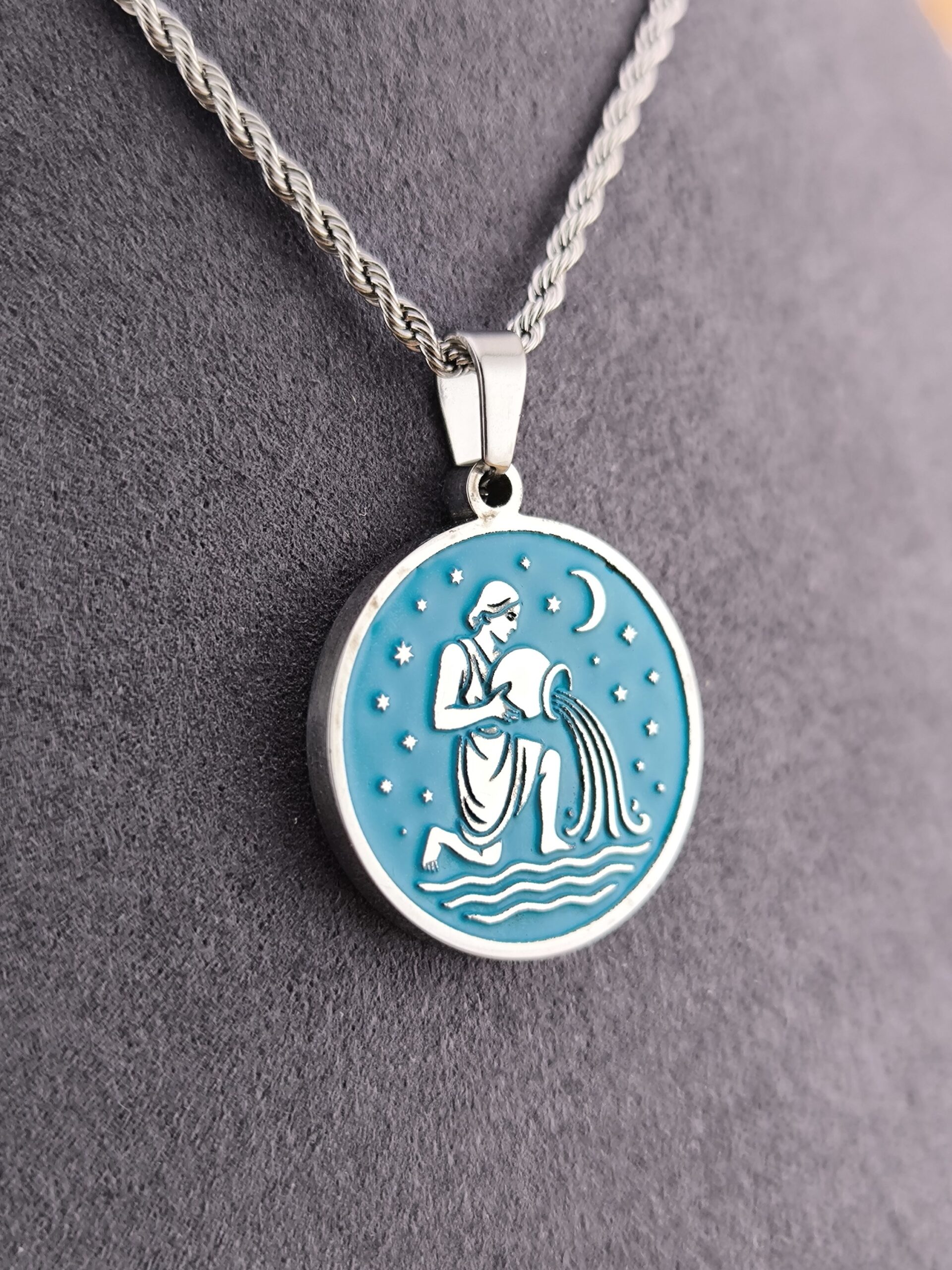 Aquarius zodiac necklace - turquoise - Image 5