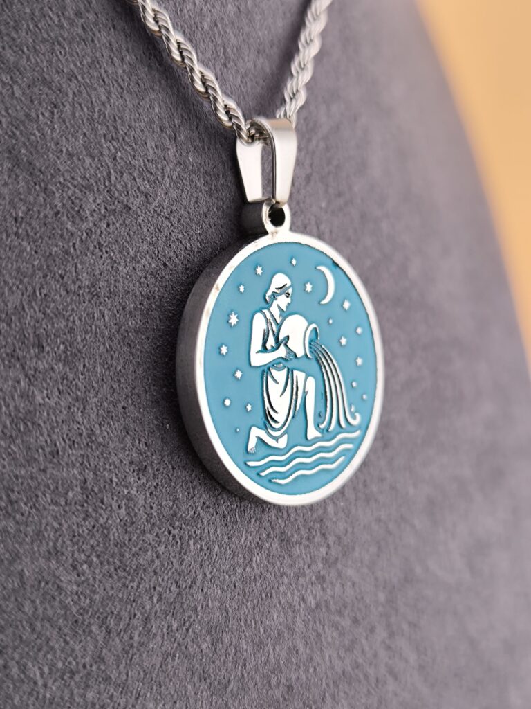 Aquarius zodiac necklace - turquoise - Image 6