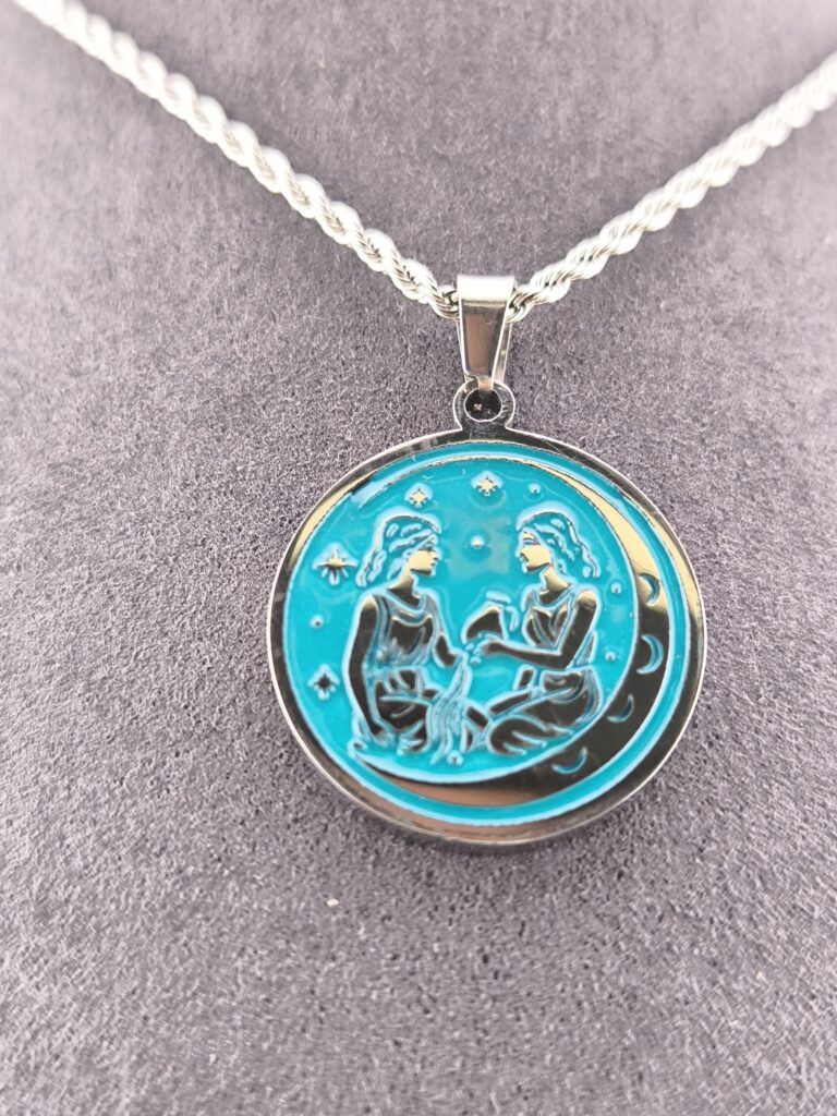 Gemini zodiac necklace - turquoise - Image 3